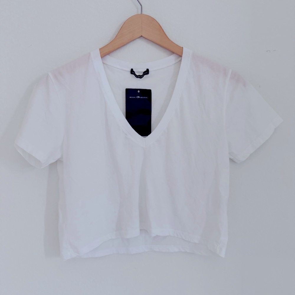 Brandy Melville White V Neck Crop Top